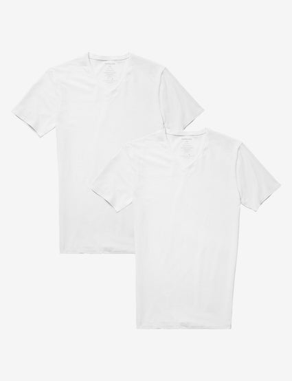 Cotton Basics High V-Neck Stay-Tucked Undershirt 2 Pack