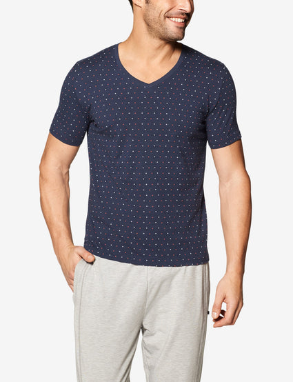 Second Skin Star Print V-Neck Tee