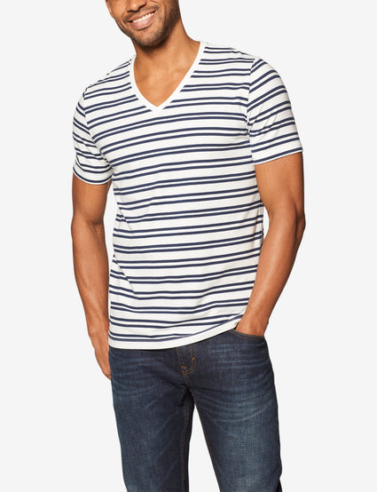 Second Skin Stripe V-Neck Tee