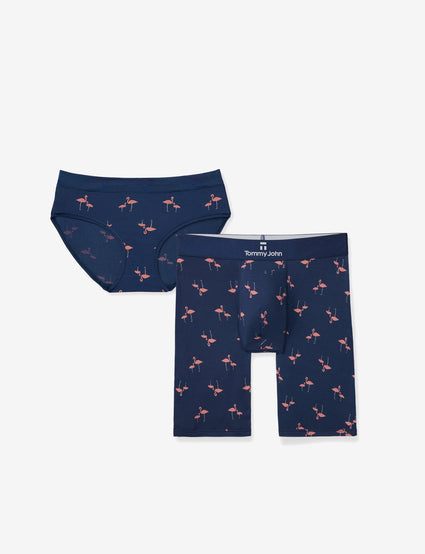 His & Hers Second Skin Boxer Brief + Brief Flamingo Pack