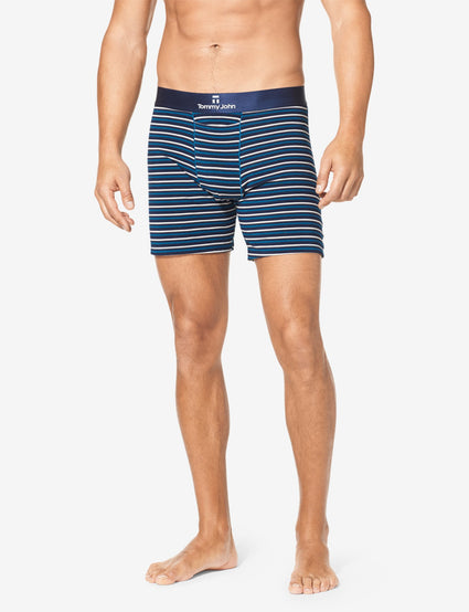 Second Skin Dress Blues Titanium Stripe Relaxed Fit Boxer