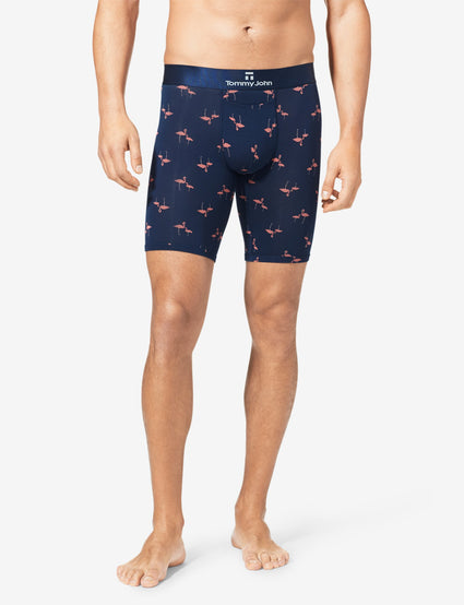 Second Skin Dress Blues Titanium Flamingo Print Boxer Brief