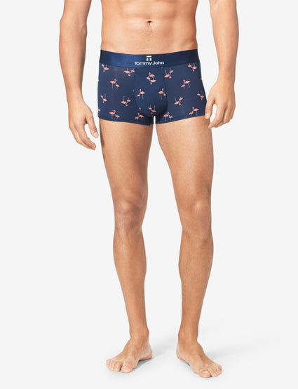Second Skin Dress Blues Titanium Flamingo Print Square Cut