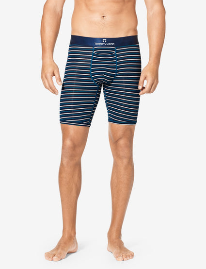Second Skin Dress Blues Titanium Stripe Boxer Brief
