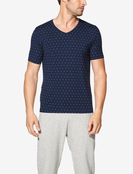 Second Skin Crescent Print V-Neck Tee