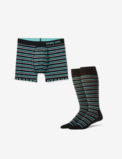 Men's Cool Cotton Bermuda Stripe Trunk & Sock Pack
