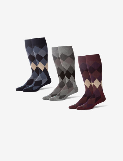 Men's Stay Up Dress Sock Argyle 3 Pack