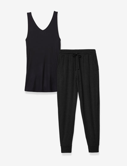 Women's Black Tank & Jogger Lounge Set