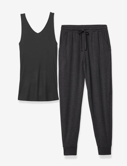 Women's Charcoal Heather Tank & Jogger Lounge Set