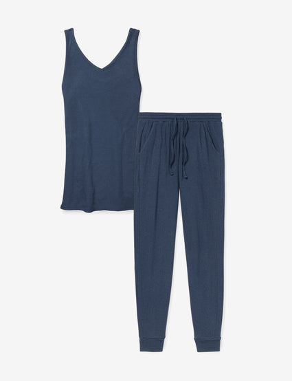 Women's Dress Blues Heather Tank & Jogger Lounge Set